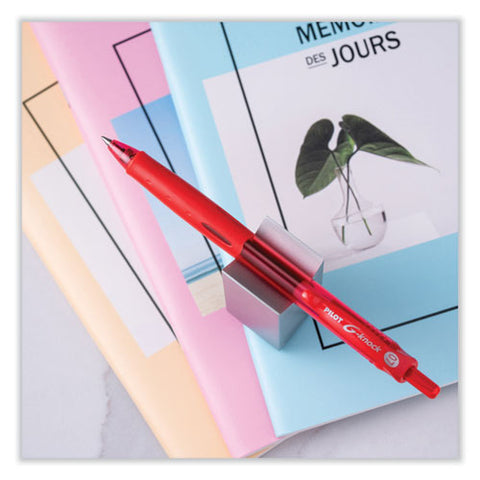 G-knock Begreen Gel Pen, Retractable, Fine 0.7 Mm, Red Ink, Translucent Red/red Barrel, Dozen