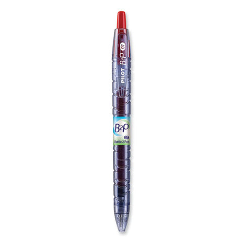 B2p Bottle-2-pen Recycled Gel Pen, Retractable, Fine 0.7 Mm, Red Ink, Translucent Blue Barrel