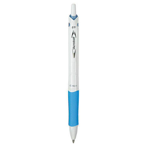 Acroball Purewhite Advanced Ink Hybrid Gel Pen, Retractable, Fine 0.7 Mm, Black Ink, White/blue Barrel