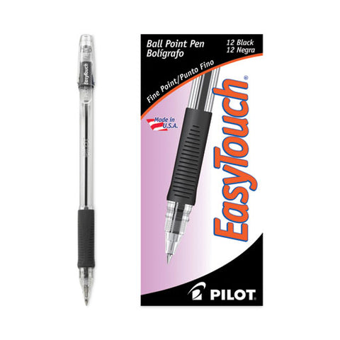 Easytouch Ballpoint Pen, Stick, Fine 0.7 Mm, Black Ink, Clear/black Barrel, Dozen