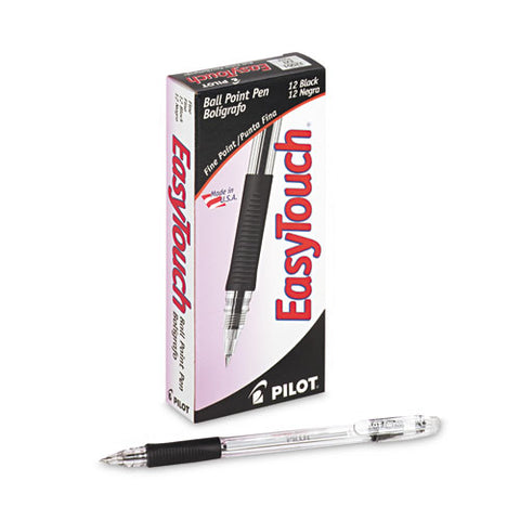 Easytouch Ballpoint Pen, Stick, Fine 0.7 Mm, Black Ink, Clear/black Barrel, Dozen