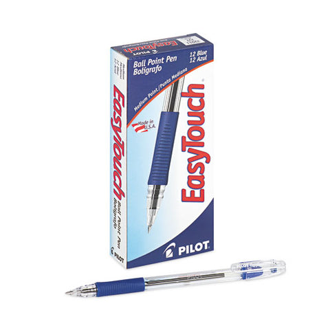 Easytouch Ballpoint Pen, Stick, Medium 1 Mm, Blue Ink, Clear/blue Barrel, Dozen