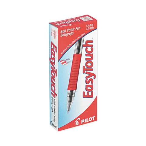 Easytouch Ballpoint Pen, Stick, Medium 1 Mm, Red Ink, Clear/red Barrel, Dozen