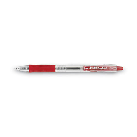 Easytouch Ballpoint Pen, Retractable, Fine 0.7 Mm, Red Ink, Clear Barrel, Dozen