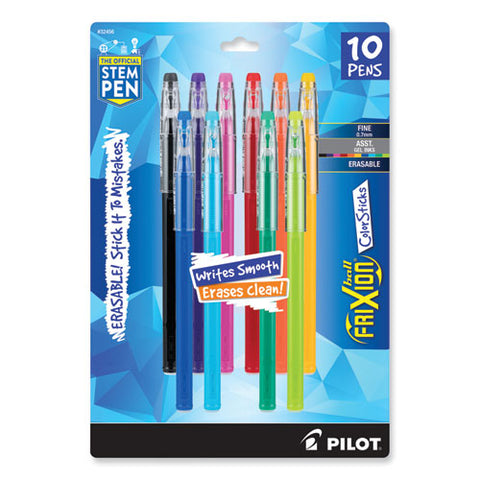 Frixion Colorsticks Erasable Gel Pen, Stick, Fine 0.7 Mm, Assorted Ink And Barrel Colors, 10/pack