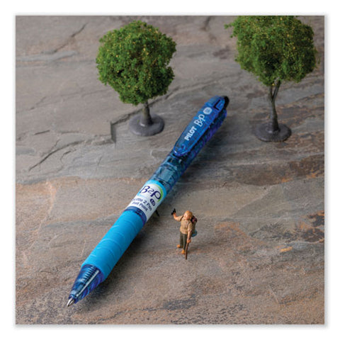 B2p Bottle-2-pen Recycled Ballpoint Pen, Retractable, Medium 1 Mm, Black Ink, Translucent Blue Barrel, Dozen