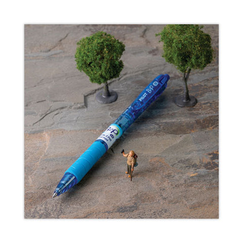 B2p Bottle-2-pen Recycled Ballpoint Pen, Retractable, Medium 1 Mm, Blue Ink, Translucent Blue Barrel, Dozen