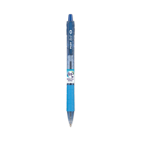 B2p Bottle-2-pen Recycled Ballpoint Pen, Retractable, Medium 1 Mm, Blue Ink, Translucent Blue Barrel, Dozen