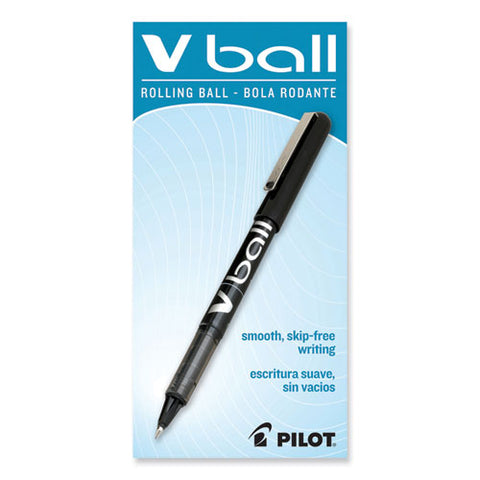 Vball Liquid Ink Roller Ball Pen, Stick, Extra-fine 0.5 Mm, Black Ink, Black/clear Barrel, Dozen