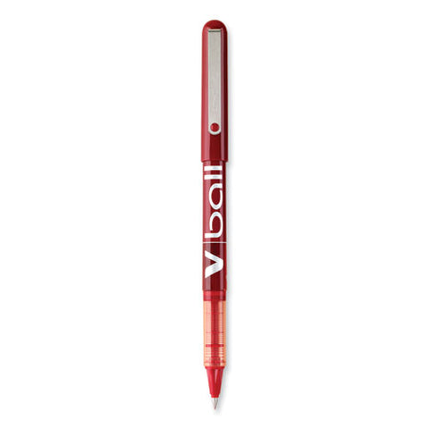 Vball Liquid Ink Roller Ball Pen, Stick, Extra-fine 0.5 Mm, Red Ink, Red/clear Barrel, Dozen