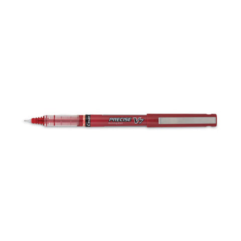 Precise V7 Roller Ball Pen, Stick, Fine 0.7 Mm, Red Ink, Red/clear Barrel, Dozen