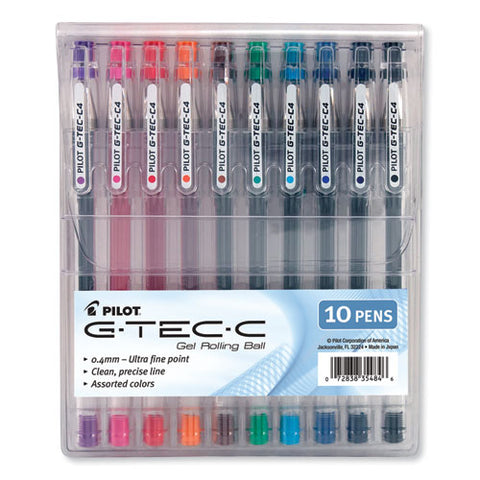 G-tec-c Ultra Gel Pen With Convenience Pouch, Stick, Extra-fine 0.4 Mm, Assorted Ink And Barrel Colors, 10/pack