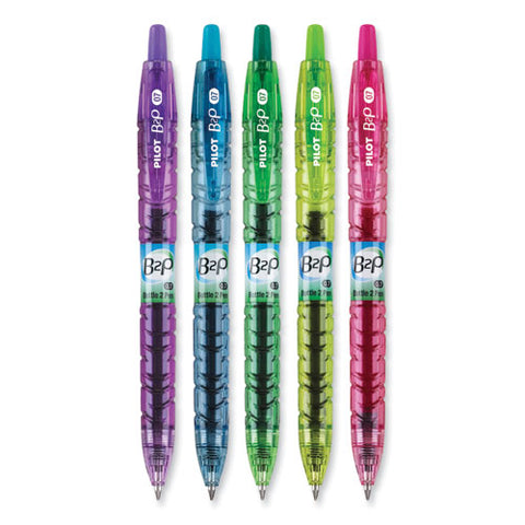 B2p Bottle-2-pen Recycled Gel Pen, Retractable, Fine 0.7 Mm, Assorted Ink And Barrel Colors, 5/pack