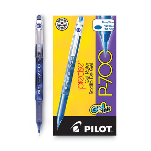 Precise P-700 Gel Pen, Stick, Fine 0.7 Mm, Blue Ink, Blue Barrel, Dozen