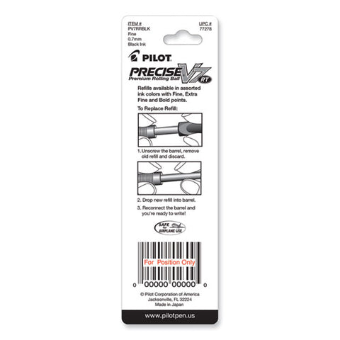 Refill For Pilot Precise V7 Rt Rolling Ball, Fine Conical Tip, Black Ink, 2/pack