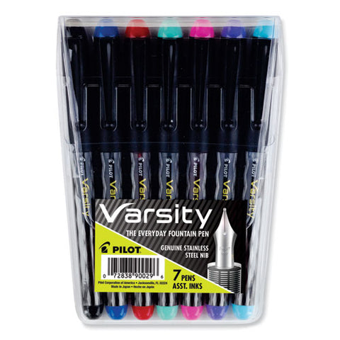 Varsity Fountain Pen, Medium 1 Mm, Assorted Ink And Barrel Colors, 7/pack