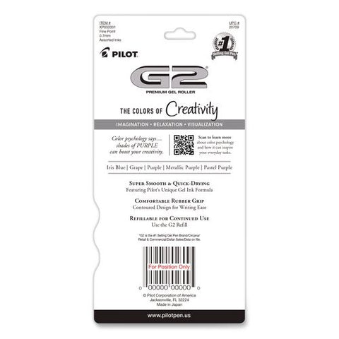 G2 Edge Colors Of Creativity Premium Gel Pens, Shades Of Purple, Retractable, Fine 0.7 Mm, Assorted Ink/barrel Colors, 5/pack