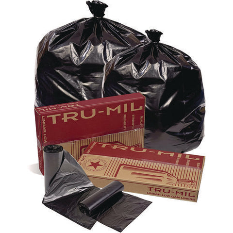 Tru-mil Can Liners, 55 Gal, 1.8 Mil, 36 X 58, Black, Coreless Roll, 50/carton