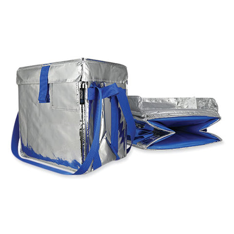 Fresh Eco Freeze Tote, (2) Blue Nylon Shoulder Straps, (2) Blue Nylon Strap Handles, 13.5" X 9" X 13", Silver/blue, 4/carton