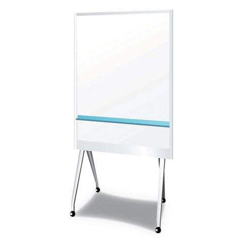 Mobile Partition Board, 38.3" X 70.8", White Surface, Light Gray Aluminum Frame