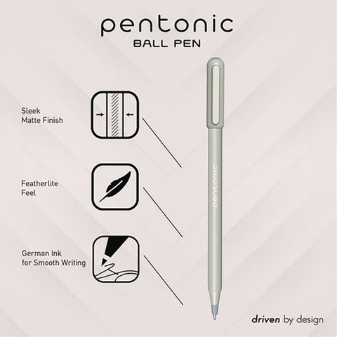 Pentonic Frost Pen, Stick, Fine 0.7 Mm, Black Ink, Pale Gray Barrel, 10/pack