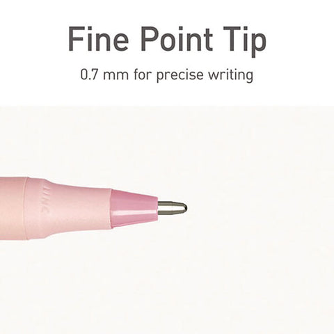 Pentonic Frost Pen, Stick, Fine 0.7 Mm, Red Ink, Pale Pink Barrel, 10/pack