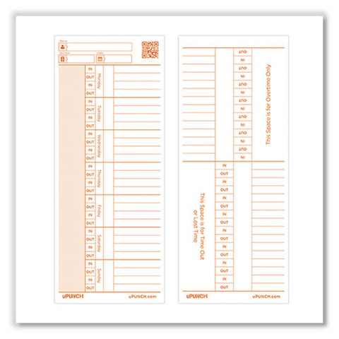 Time Card For Pk1100 Time Clock, Two Sides, 3.38 X 8.25, 100/pack