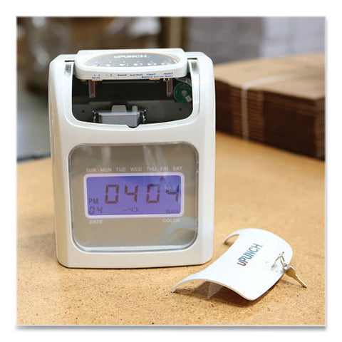 Hn2500 Electronic Calculating Time Clock Bundle, Lcd Display, Beige/gray