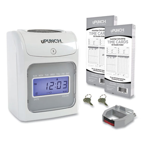 Hn2500 Electronic Calculating Time Clock Bundle, Lcd Display, Beige/gray