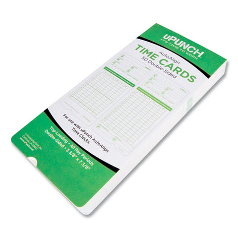 Time Clock Cards For Upunch Hn3000, Two Sides, 7.37 X 3.37, 50/pack