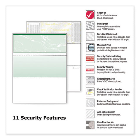 Standard Security Check, 11 Features, 8.5 X 11, Green Marble Top, 500/ream