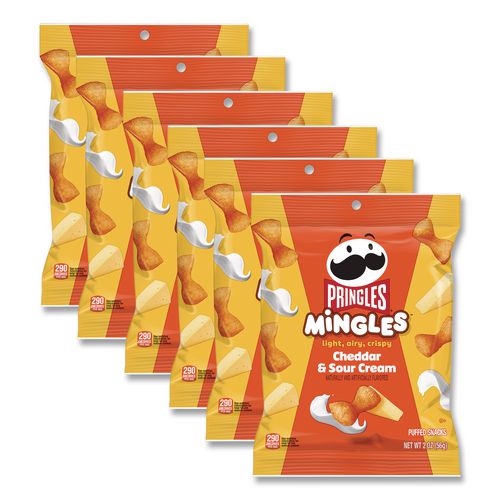 Mingles Cheddar And Sour Cream Puffed Chips, 2 Oz Bag, 6/carton