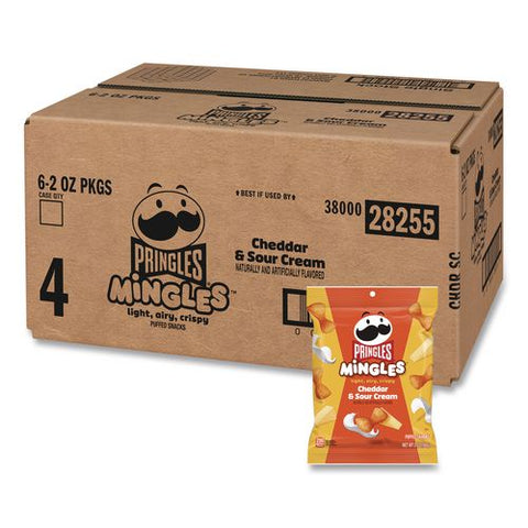 Mingles Cheddar And Sour Cream Puffed Chips, 2 Oz Bag, 6/carton
