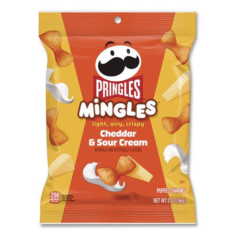 Mingles Cheddar And Sour Cream Puffed Chips, 2 Oz Bag, 6/carton