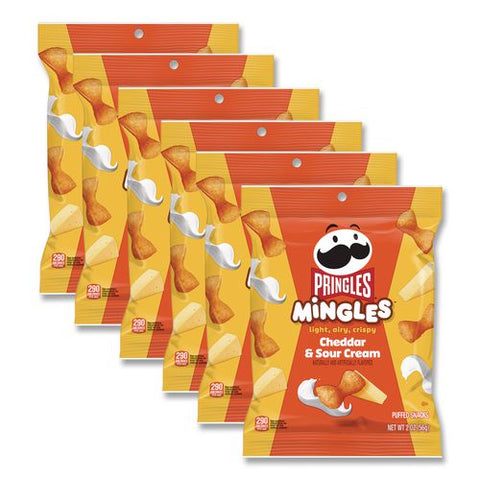 Mingles Cheddar And Sour Cream Puffed Chips, 2 Oz Bag, 6/carton