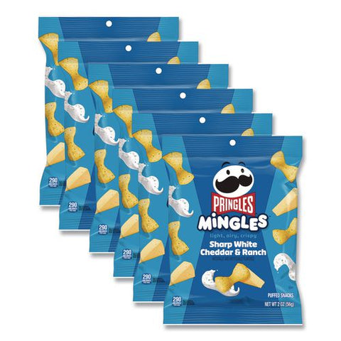 Mingles Sharp White Cheddar And Ranch Puffed Chips, 2 Oz Bag, 6/carton