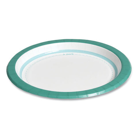 Everyday Paper Plates, 8.5" Dia, White/teal, 125/pack