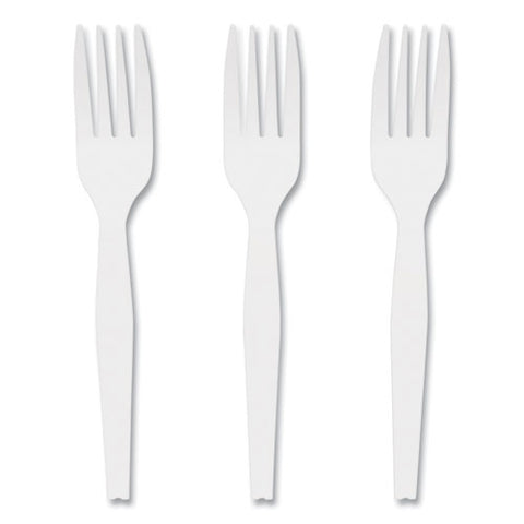 Mediumweight Plastic Cutlery, Fork, White, 1,000/pack