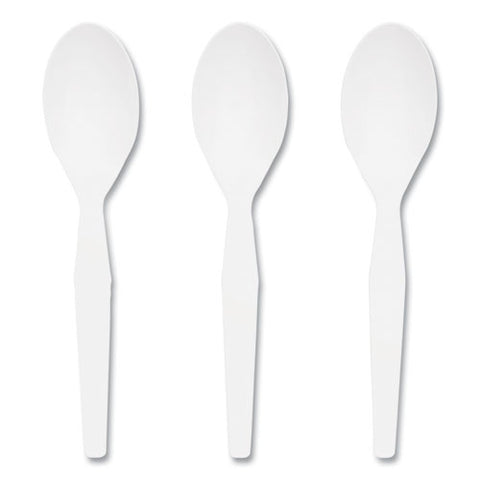 Mediumweight Plastic Cutlery, Spoon, Plastic, White, 1,000/pack