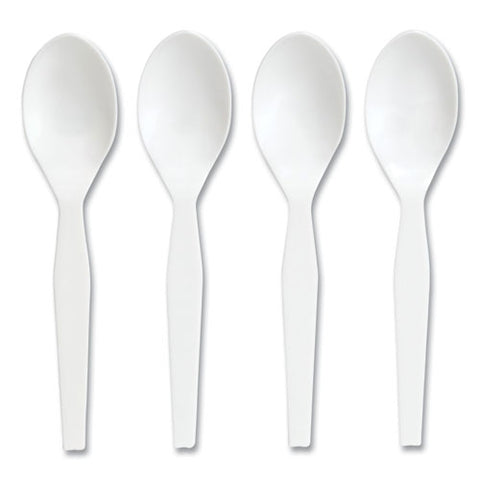 Mediumweight Plastic Cutlery, Spoon, Plastic, White, 300/pack