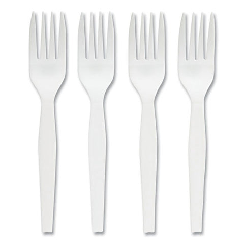 Eco-id Mediumweight Compostable Cutlery, Fork, White, 300/pack