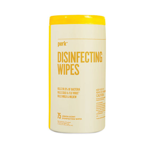 Disinfecting Wipes, 7 X 8, Lemon, White, 75 Wipes/canister, 6 Canisters/carton