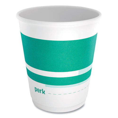 Insulated Paper Cup, 10 Oz, White/teal, 40/pack