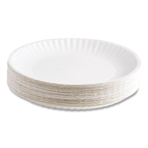 Economy Paper Plates, 9" Dia, White, 100/pack