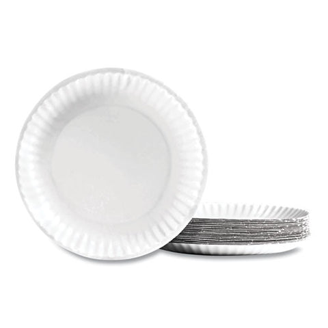 Economy Paper Plates, 9" Dia, White, 100/pack