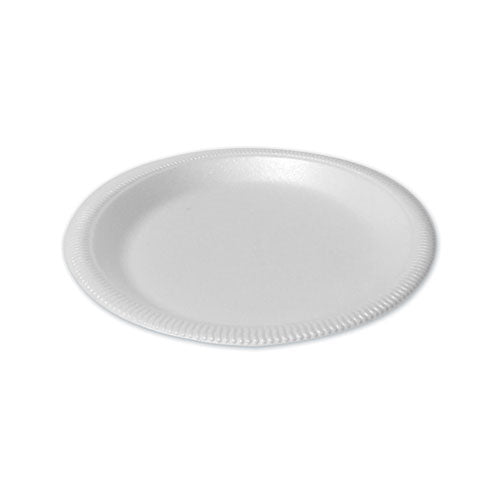 Foam Dinnerware, Plate, 9" Dia, Poly Bag, White, 125/sleeve, 4 Sleeves/bag, 1 Bag/pack