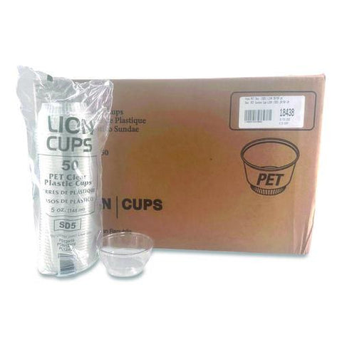 Plastic Cold Cups, Sundae, 5 Oz, Clear, 1,000/carton