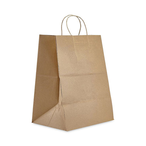 Kraft Paper Bags, Natural Twisted-paper Handles, Regal Size, 12" X 9" X 15.75", Natural, 200/carton