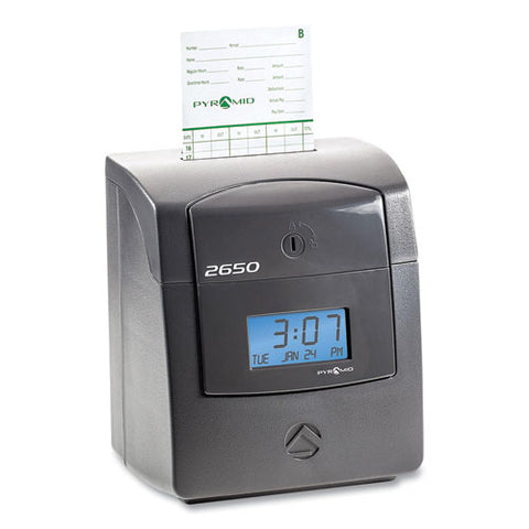 2650 Pro Auto Aligning Time Clock, Lcd Display, Charcoal