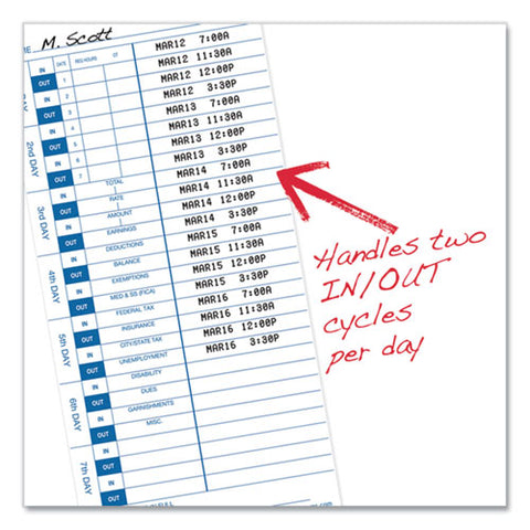 Time Clock Cards For Pyramid Technologies 3000, One Side, 4 X 9, 100/pack